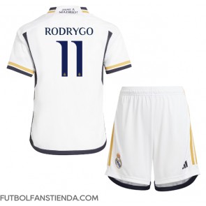 Real Madrid Rodrygo Goes #11 Primera Equipación Niños 2023-24 Manga Corta (+ Pantalones cortos)